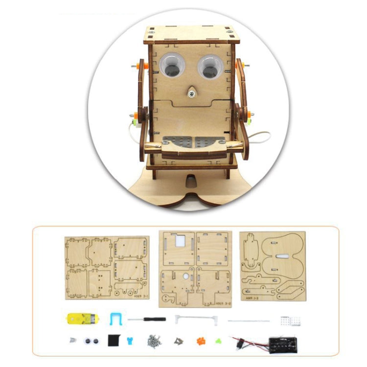 Robot Eating Coins Kids DIY Science Toy Educational Scientific Experiment Kit Wood Craft, Robot Eating Coins