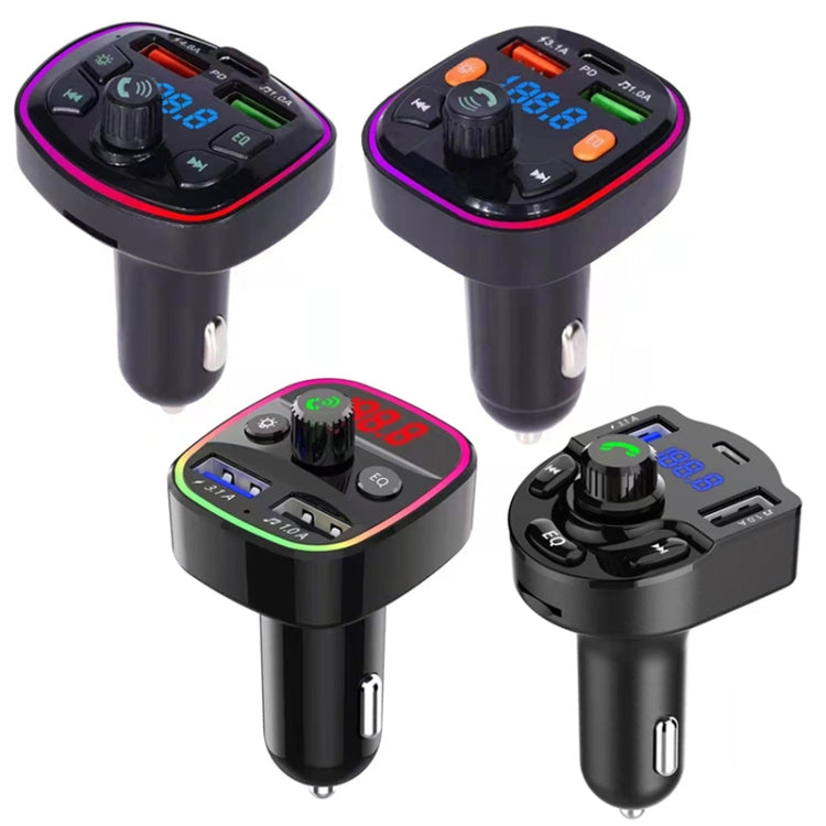 3.1A USB+PD Bluetooth Car Charger Car FM Transmitter Colorful Lighting, Q3, Q5, Q7