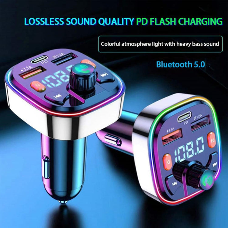 3.1A USB+PD Bluetooth Car Charger Car FM Transmitter Colorful Lighting, Q3, Q5, Q7
