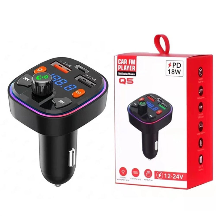 3.1A USB+PD Bluetooth Car Charger Car FM Transmitter Colorful Lighting, Q3, Q5, Q7
