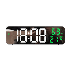 671  Mirror Screen Digital LED Alarm Clock USB Plug-in/Battery Dual-use With Temperature/Humidity Display, 671 (Black Shell White Blue), 671 (Black Shell White Green), 671 (Black Shell White Red)