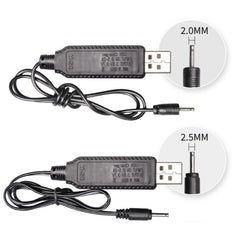 10pcs 3.7V IC Circuit Protection Lithium Battery USB Straight Head Charging Cable, 2.0mm, 2.5mm, 3.5mm, 5.5mm