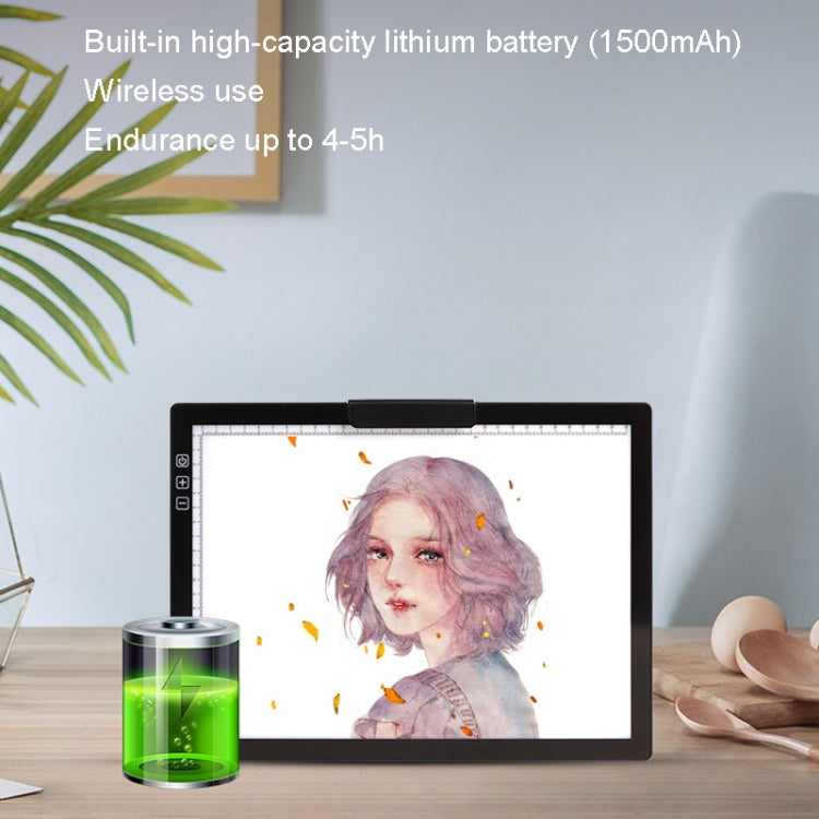 A4-D28B Rechargeable Copy Desk Drawing Board, With Charging Line, With Charging Line+US Plug Adapter, With Charging Line+UK Plug Adapter, With Charging Line+EU Plug Adapter, With Charging Line+AU Plug Adapter