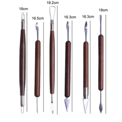 Wooden Pottery Trimming Tools Educational Art Supplies, 6pcs/set