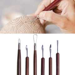 Wooden Pottery Trimming Tools Educational Art Supplies, 6pcs/set