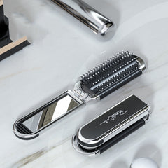 2 in 1 Massage Air Cushion Comb Mirror Integrated Comb Portable Folding Comb, Comb Mirror