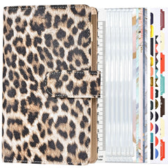 A6 Leopard Print Cash Budget Notebook  Loose Leaf Financial Management Notepad, Light Brown, Deep Brown, Beige Brown, Blue, Pink, Cow Pattern Black White
