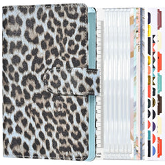 A6 Leopard Print Cash Budget Notebook  Loose Leaf Financial Management Notepad, Light Brown, Deep Brown, Beige Brown, Blue, Pink, Cow Pattern Black White