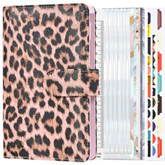 A6 Leopard Print Cash Budget Notebook  Loose Leaf Financial Management Notepad, Light Brown, Deep Brown, Beige Brown, Blue, Pink, Cow Pattern Black White