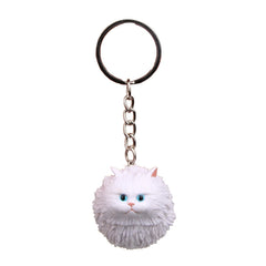 Round Little Tiger Cat Keychain Cartoon Key Ring Ornament, White, 3 Color, Black, Coffee White, Yellow White, Gray