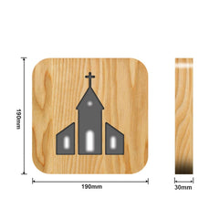 FS-T2242W  3D Solid Wood Carving Decorative Desk Lamp USB Night Light, Chapel