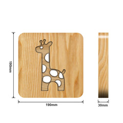 FS-T2330W  3D Wooden Carving Giraffe Table Lamp USB Night Light Crafts, Giraffe