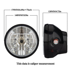 Motorcycle 7 Inch LED Headlamp Angel Ring Steering Function With Bracket, PE-D7inS01TZ 28-36MM