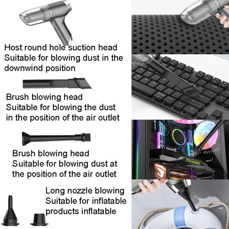 SUITU ST-6671 Wireless Car Vacuum Cleaner Small Handheld Blowing and Suction Dual Use, Style:, Basic Model Black, Basic Model White, Basic Model Black+Floor Brush, Basic Model White+Floor Brush, Brushless Silver Gray, Brushless Dark Green              ...