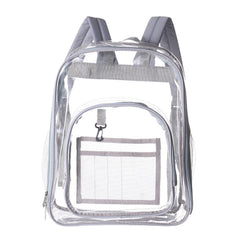 PVC Transparent Waterproof Backpack Student School Bag, Large Purple, Large Light Grey, Large Black, Small Pink, Small Black, Small Gray, Candy Color Black