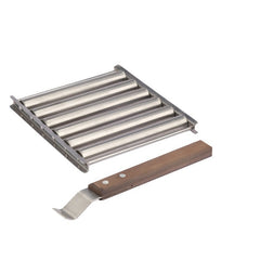 Hot Dog Sausage Grill Stainless Steel Wooden Handle BBQ Rack Kitchen Tools, Hot Dog Sausage Grill