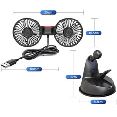 F4206 Suction Cup Double Head Car USB Fan, F4206