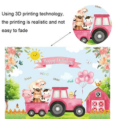 150 x 100cm Farm Animal Truck Backdrop Boy Happy Birthday Background Party Decorations, 150 x 100cm Farm Animal Truck