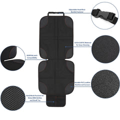2pcs Child Car Seat Protector Non-Slip Base Material + Waterproof 600D Fabric, Red Line, Black Line