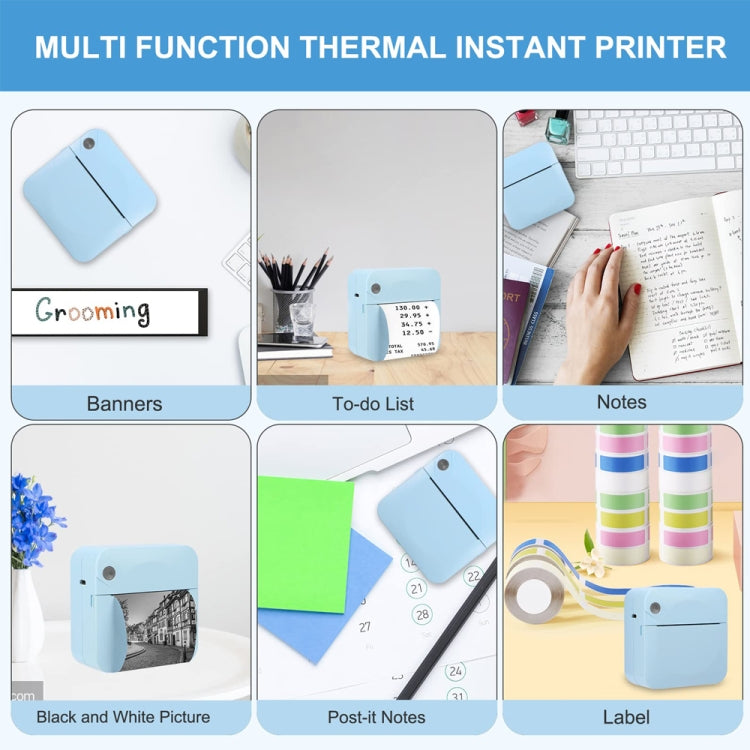 C17 Bluetooth Pocket Mini Label Printer Inkless Thermal Printer Wireless Photo Printer, White, Pink, Blue