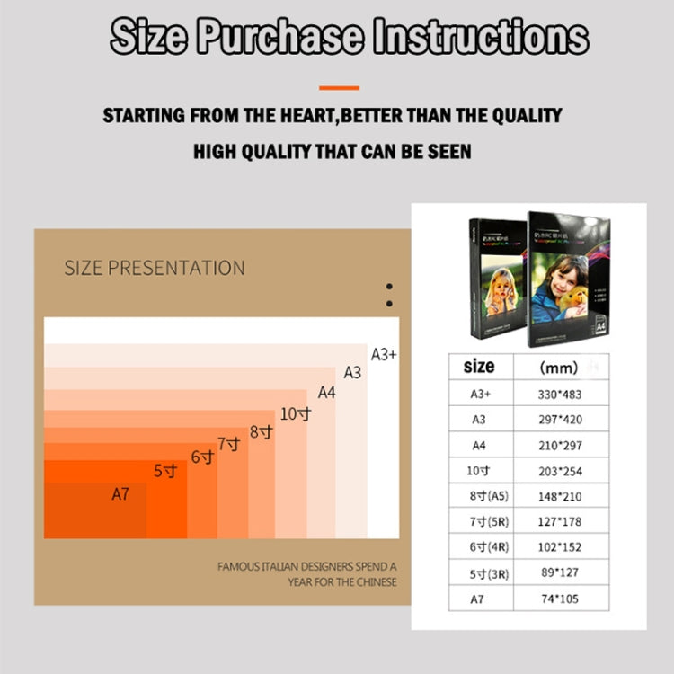 260g Waterproof RC Photo Paper for Brother/Epson/Lenovo/HP/Canon Inkjet Printers, A4 20 Sheets, A3 20 Sheets, A3+ 20 Sheets