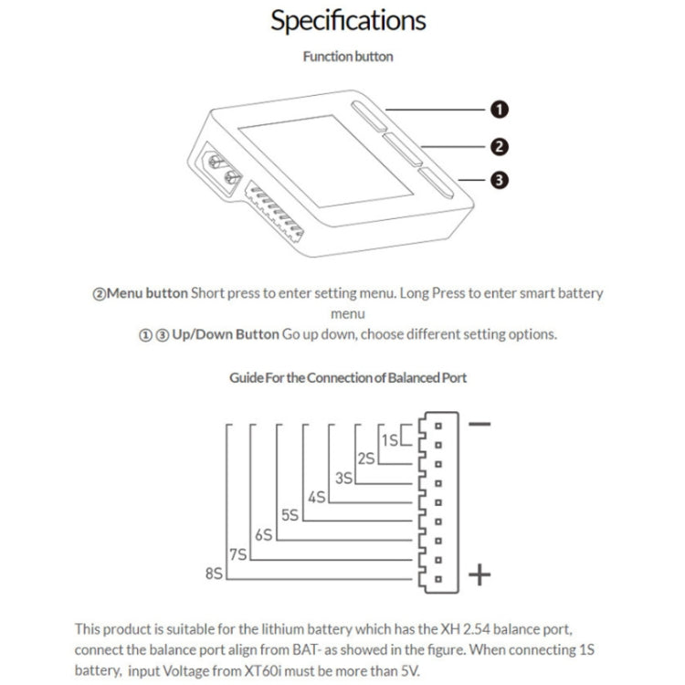 ISDT Aircraft Model Lithium Battery 1-8S Electric Display Measuring Appliance, ISDT BG-8S