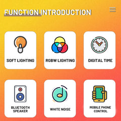 Multi-Functional RGBW Atmosphere Light Bluetooth Speaker Sunrise Wake-Up Lamp Digital Display Alarm Clock, RGBW White