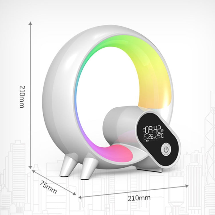 Multi-Functional RGBW Atmosphere Light Bluetooth Speaker Sunrise Wake-Up Lamp Digital Display Alarm Clock, RGBW White