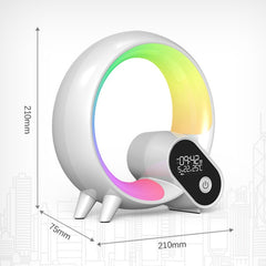Multi-Functional RGBW Atmosphere Light Bluetooth Speaker Sunrise Wake-Up Lamp Digital Display Alarm Clock, RGBW White