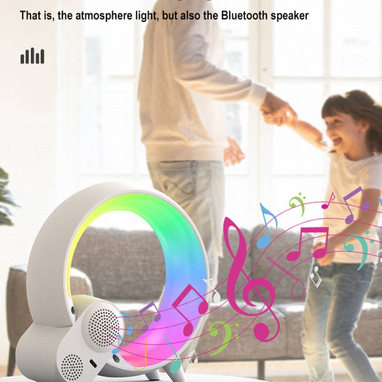 Multi-Functional RGBW Atmosphere Light Bluetooth Speaker Sunrise Wake-Up Lamp Digital Display Alarm Clock, RGBW White