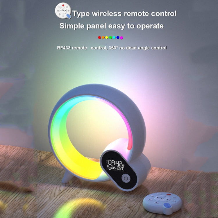 Multi-Functional RGBW Atmosphere Light Bluetooth Speaker Sunrise Wake-Up Lamp Digital Display Alarm Clock, RGBW White
