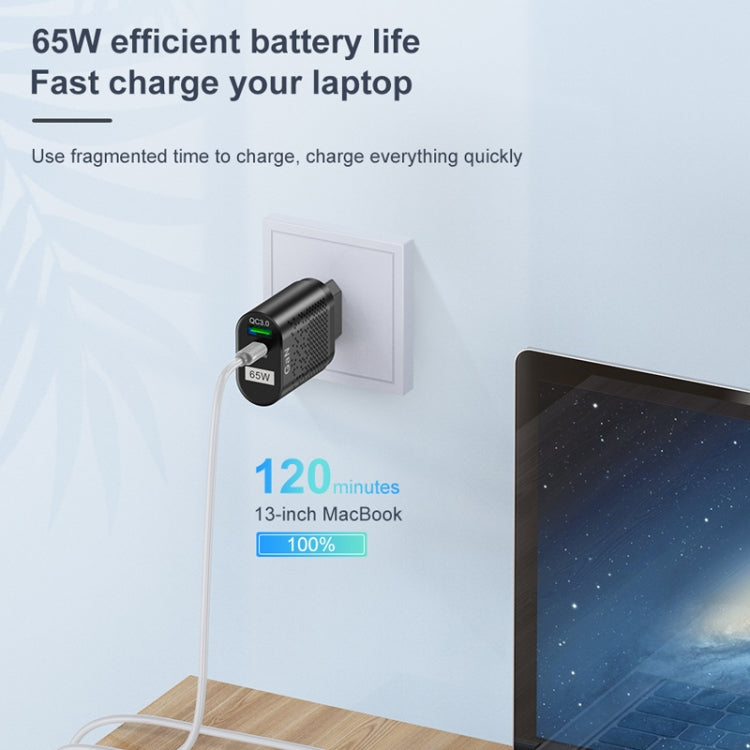 65W GaN Mobile Phone Charger PD Fast Charge Computer Adapter, Black EU Plug, Black UK Plug, Black US Plug, Black AU Plug, Black KR Plug, White EU Plug, White UK Plug, White US Plug, White AU Plug, White KR Plug