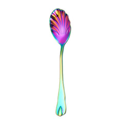 Stainless Steel Water Droplet Shell Spoon Ice Cream Spoon Coffee Mixing Spoon, Stainless Steel Color, Gold, Rose Gold, Colorful, Blue, Black