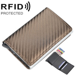 Baellerry RFID Anti-theft Plaid Leather Wallet Metal Aluminum Box Automatic Eject Type Card Holder