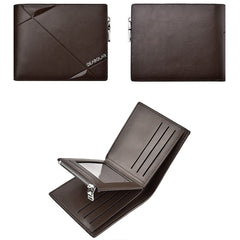 DEABOLAR Men Short PU Leather Tri-fold Horizontal Wallet Large-capacity Multi-card Wallet