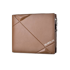 DEABOLAR Men Short PU Leather Tri-fold Horizontal Wallet Large-capacity Multi-card Wallet