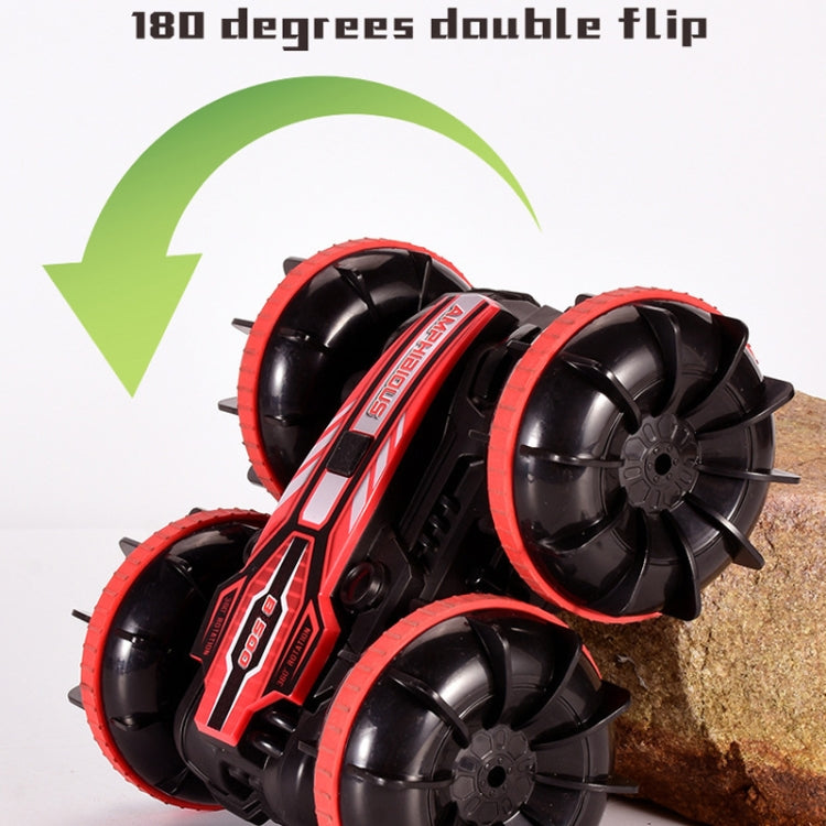 2.4G Amphibious Stunt Remote Control Car Double-sided Rolling Driving Children Electric Toys, Red, Green