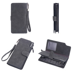 Baellerry Matte Leather Multi-card Slot Men Clutch Bag Zip Buckle Vintage Wallet