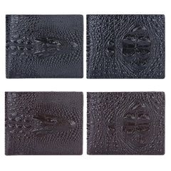 Baellerry Crocodile Print Men Short Wallet Vintage Multi-card Slot Coin Purse