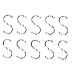 10pcs Multifunctional Stainless Steel Hooks Metal S-Shaped Hook, Large, Medium, Small