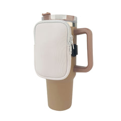 Water Cup Sided Storage Pockets With Zipper Fit For 40Oz Tumbler, Single Pocket