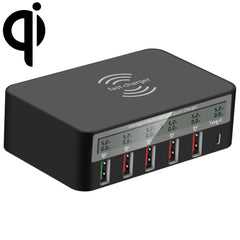 818F 5 USB Ports + Type-C Multifunctional Multi-Port Wireless Charger, US Plug (White), UK Plug (White), US Plug (Black), EU Plug (Black), UK Plug (Black), AU Plug (Black)
