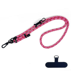 10mm Thick Rope Mobile Phone Anti-Lost Adjustable Lanyard Spacer, Rose Red Twill, Pink