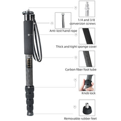 Carbon Fiber DSLR Camera Monopod Mountaineering Stick Photography Selfie Holder, P285C