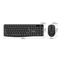 K-Snake WK800 Wireless 2.4G Keyboard Mouse Set Tabletop Computer Notebook Business Office House Use, White, Black