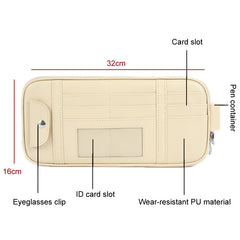Car Driver License Storage Bag Sun Visor Sunglasses Card Holder, Beige