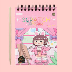 Hand Painted Scratch Paper Colorful Coil Scratchbook With Pen, Haruita Huahua, Peach Juice, Interstellar Travel, Millet