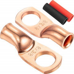 8AWG 3/8" Stud Ring Terminal Solder Cable Bare Copper Hole with Heat Shrink