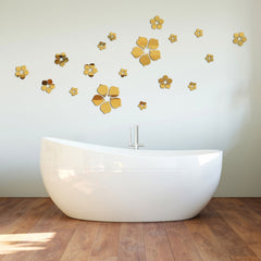 18pcs /Set Acrylic Cherry Blossom Mirror Wall Sticker Living Room Bedroom Background Wall Decoration, Cherry Blossom