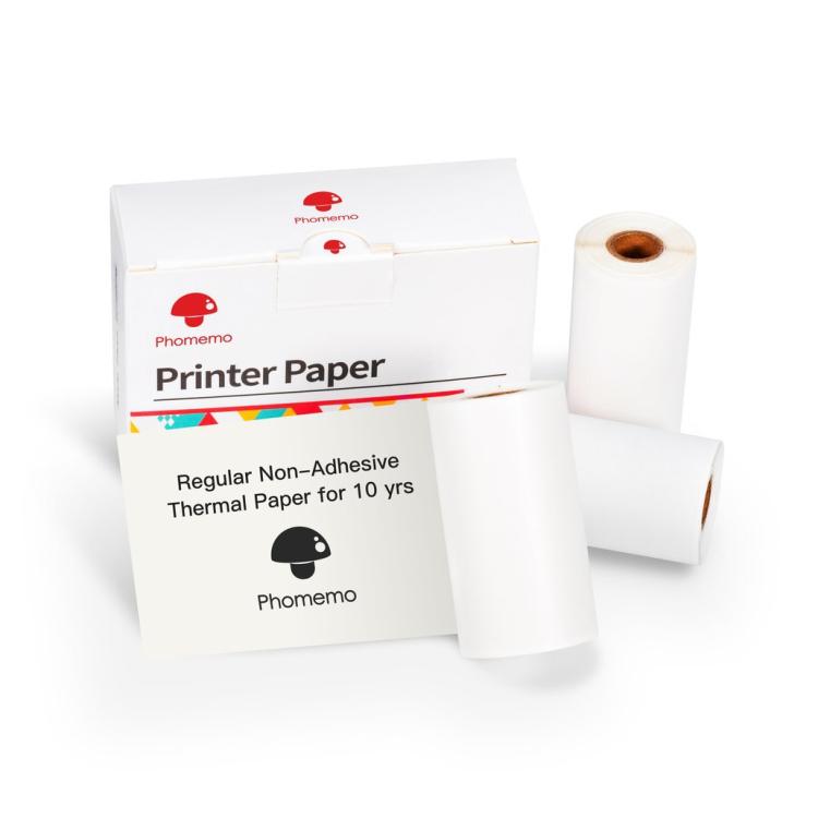 For Phomemo M02 / M02S / M02 Pro 3rolls /Pack 53mm 10 Years Black Print On White Paper Eyes Protection Beige Sticker Thermal Paper, Eyes Protection Beige Sticker